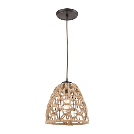 Coastal Inlet 1-Light Mini Pendant In Oil Rubbed Bronze With Rope